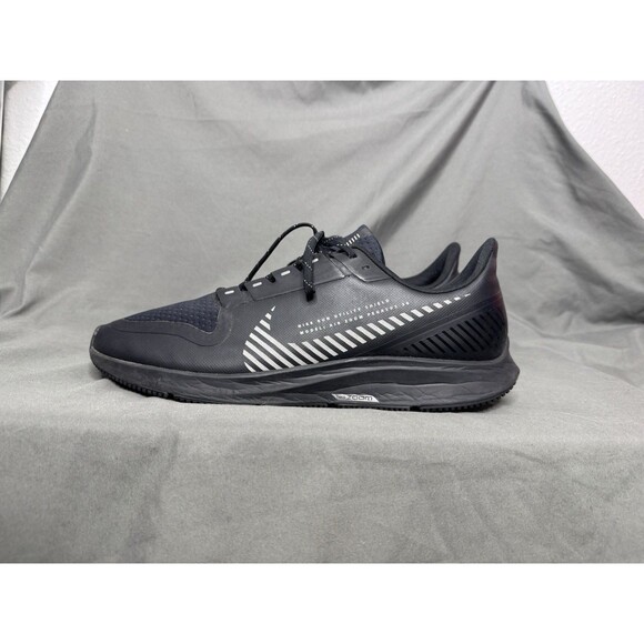 Nike Air Zoom Pegasus 36 Shield Black Metallic Silver Sneaker Sz 12 AQ8005-001